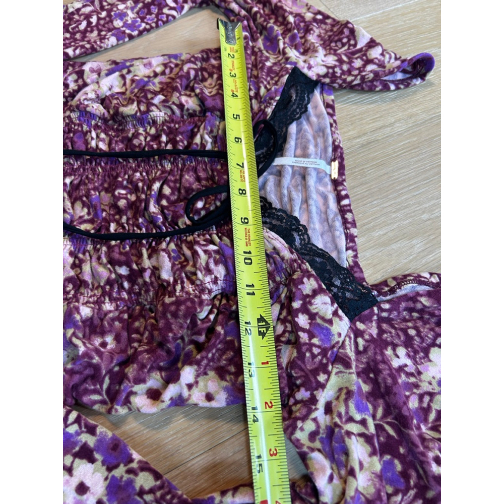 Free People Later it on Me Purple Floral Crop Top M - Picture 8 of 8